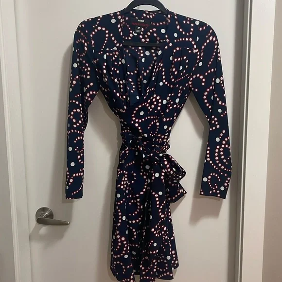 Miss Sixty long sleeved wrap dress - Navy blue with white and red details - Picture 3 of 3